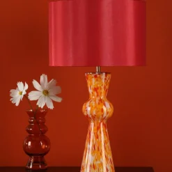 Rheneas Red Confetti Glass Table Lamp