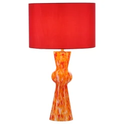Rheneas Red Confetti Glass Table Lamp