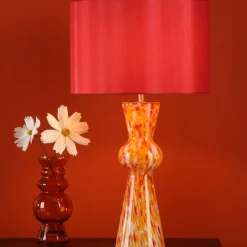 Rheneas Red Confetti Glass Table Lamp
