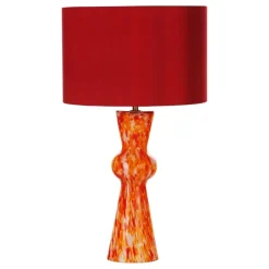Rheneas Red Confetti Glass Table Lamp