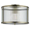 Ridgeton Antique Brass & Glass Flush Ceiling Light