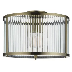 Ridgeton Antique Brass & Glass Flush Ceiling Light