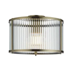 Ridgeton Antique Brass & Glass Flush Ceiling Light