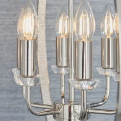 Ritz 6 Light Nickel and Crystal Ceiling Pendant