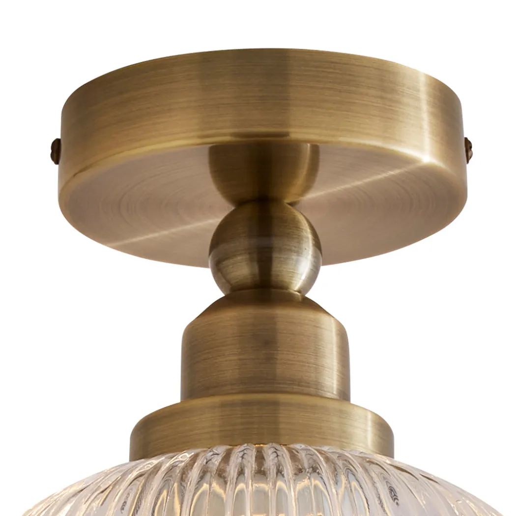 Riva Antique Brass Semi-Flush Ceiling Light