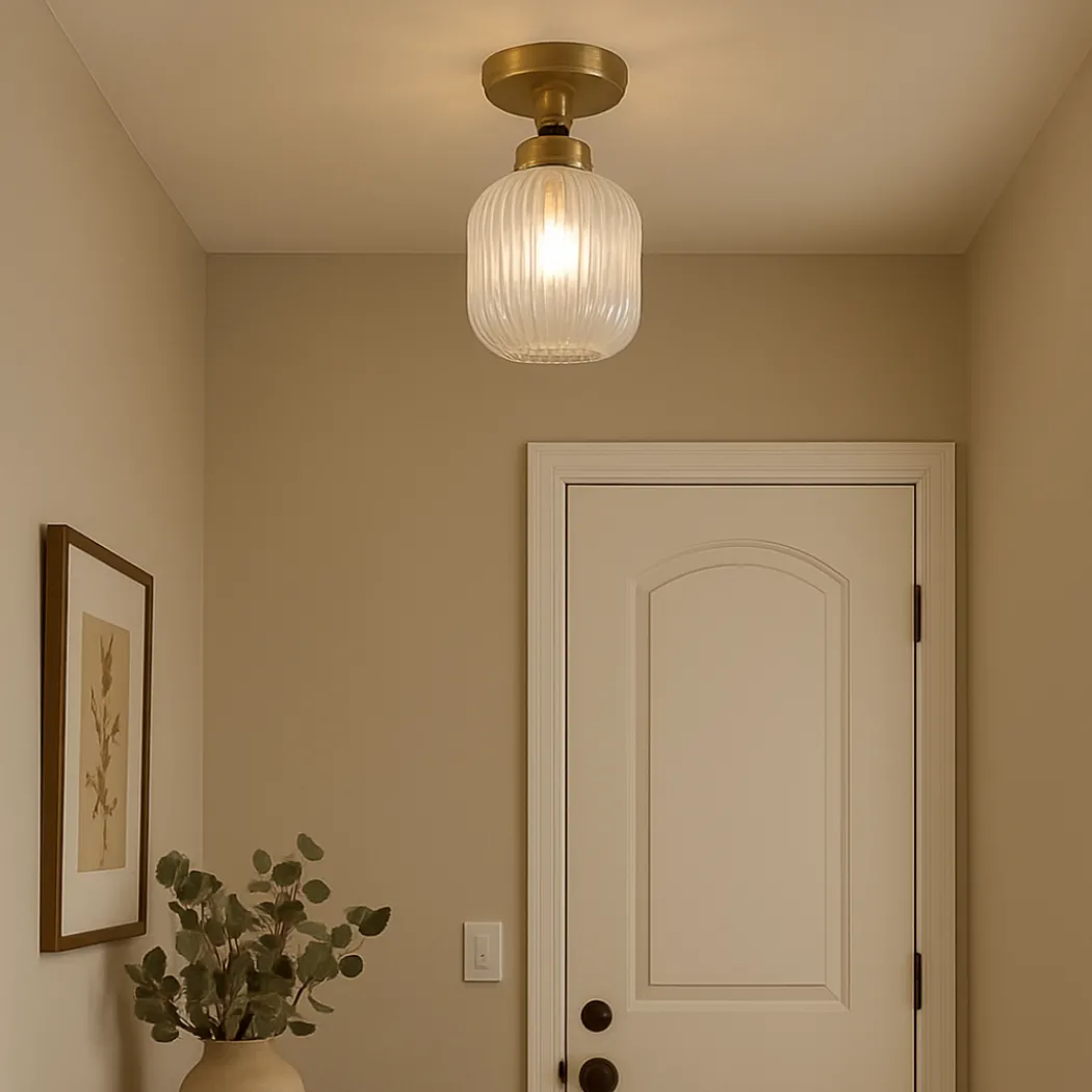 Riva Antique Brass Semi-Flush Ceiling Light