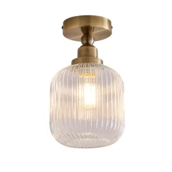 Riva Antique Brass Semi-Flush Ceiling Light