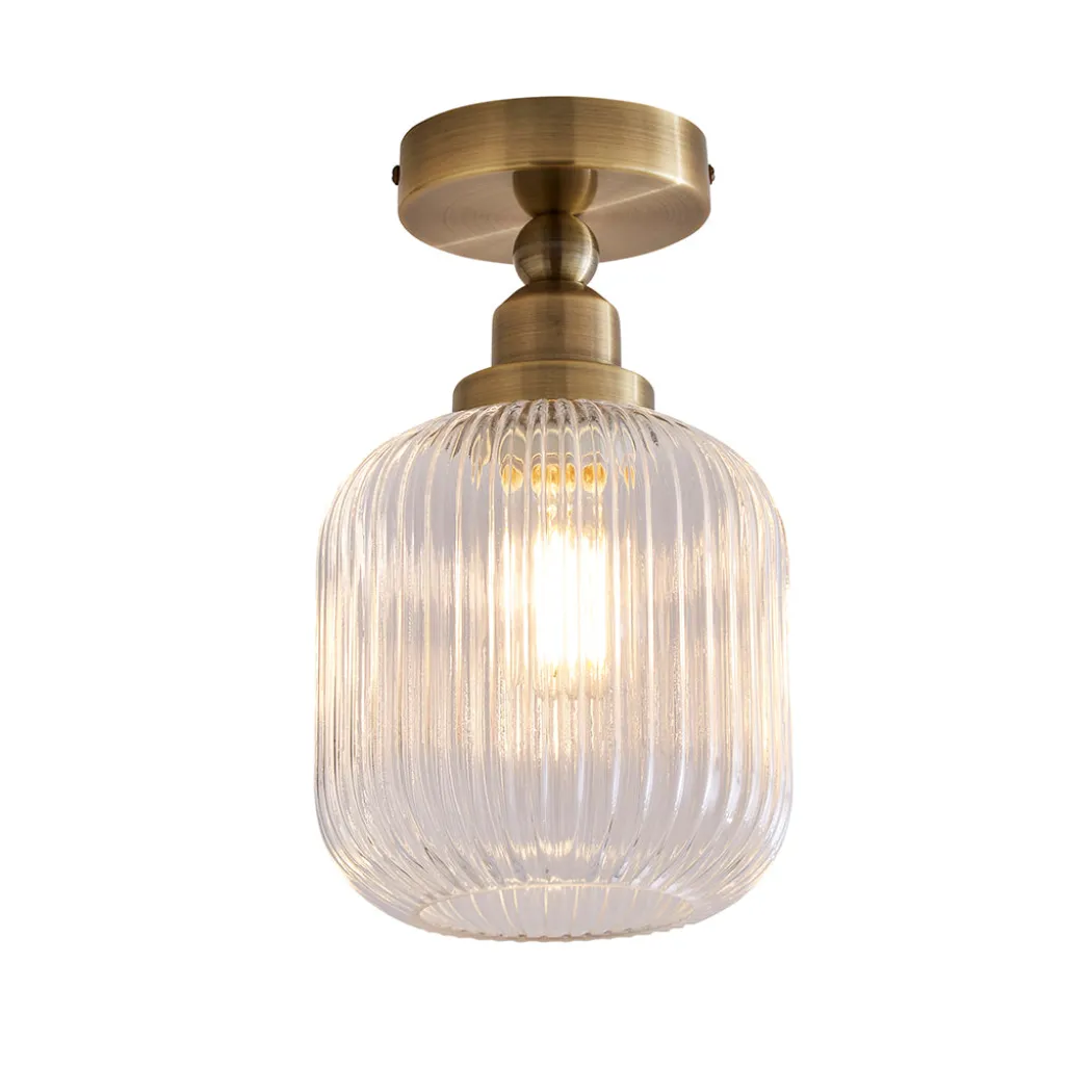 Riva Antique Brass Semi-Flush Ceiling Light