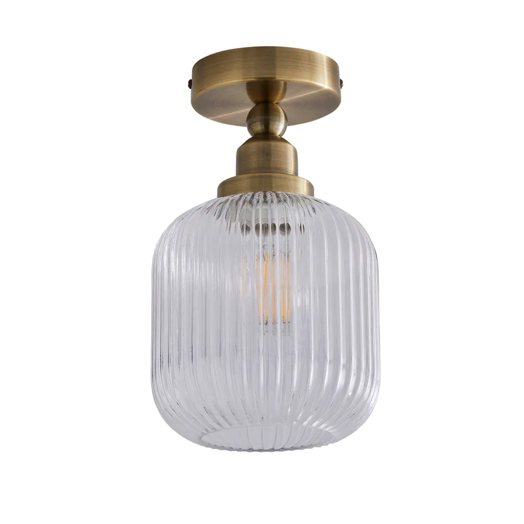 Riva Antique Brass Semi-Flush Ceiling Light