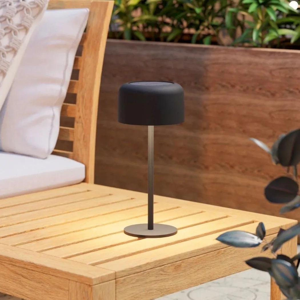 Roccanova Black Solar LED Rechargeable Touch Table Lamp