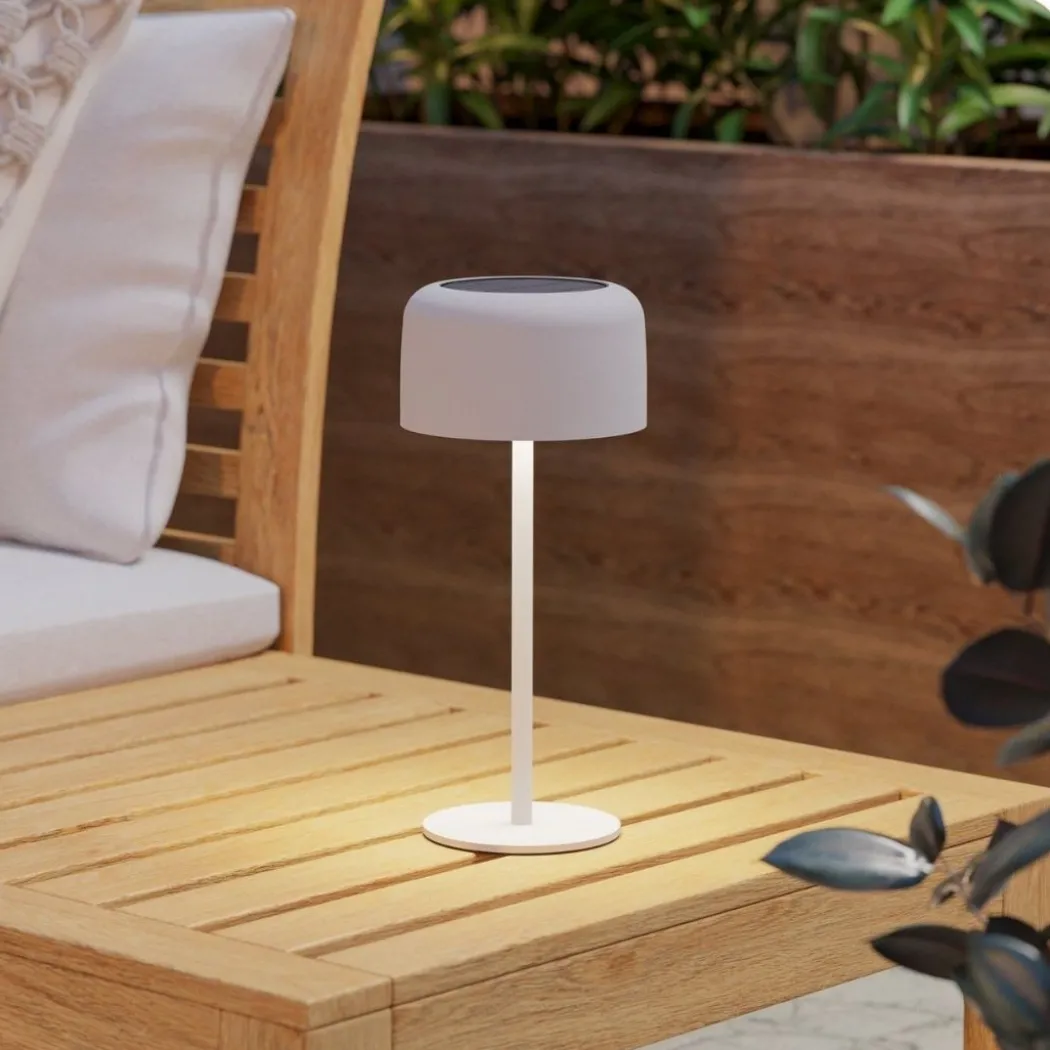 Roccanova White Solar LED Rechargeable Touch Table Lamp