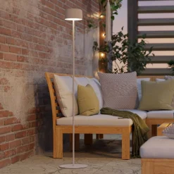 Roccanova White Solar LED Rechargeable Touch Floor Lamp