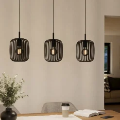 Romazzina 3 Light Black Ceiling Pendant Bar