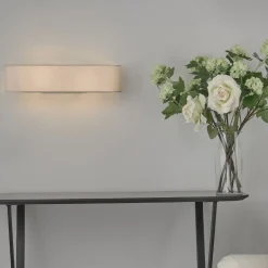 Ronda 2 Light Faux Silk Ivory Wall Light