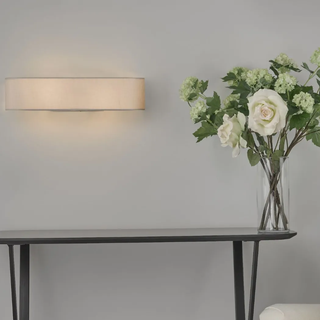 Ronda 2 Light Faux Silk Ivory Wall Light