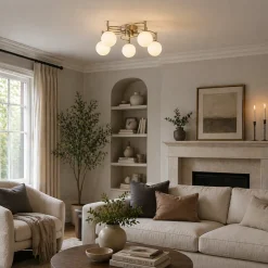 Rosa 5-Light Antique Brass Semi-Flush Ceiling Light
