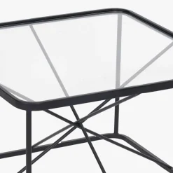 Roxy Glass & Black Metal Coffee Table