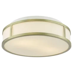 Royce 2-Light Antique Brass IP44 Flush Ceiling Light