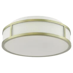 Royce 2-Light Antique Brass IP44 Flush Ceiling Light