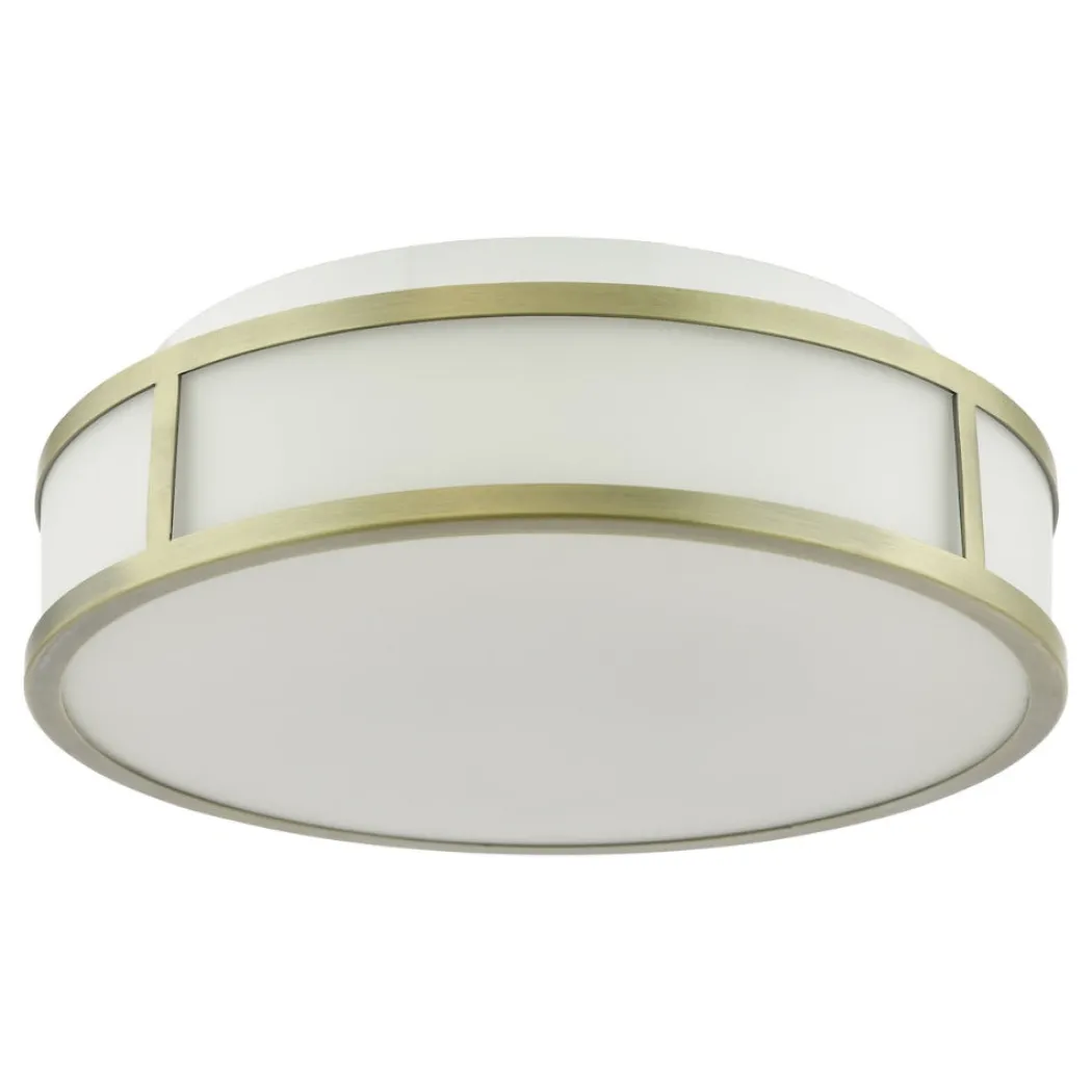 Royce 2-Light Antique Brass IP44 Flush Ceiling Light