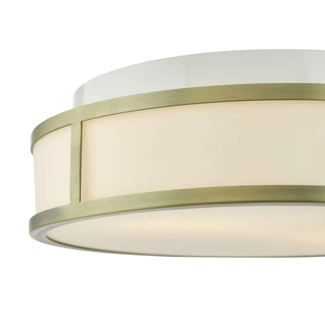 Royce 2-Light Antique Brass IP44 Flush Ceiling Light