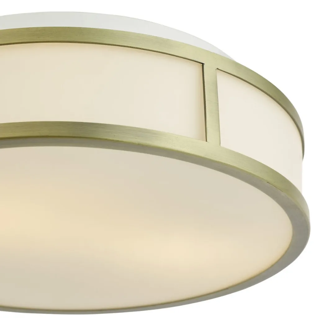 Royce 2-Light Antique Brass IP44 Flush Ceiling Light