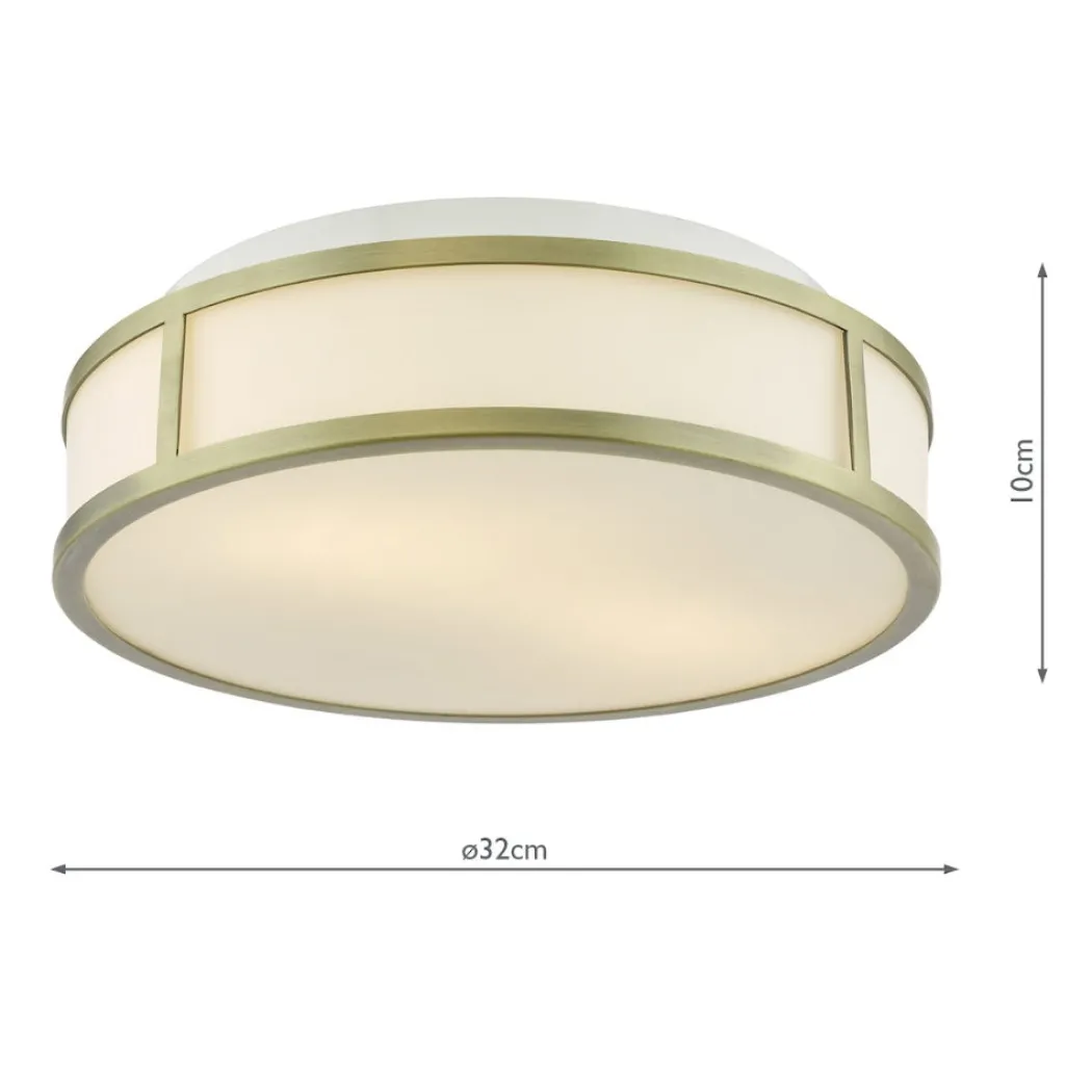 Royce 2-Light Antique Brass IP44 Flush Ceiling Light
