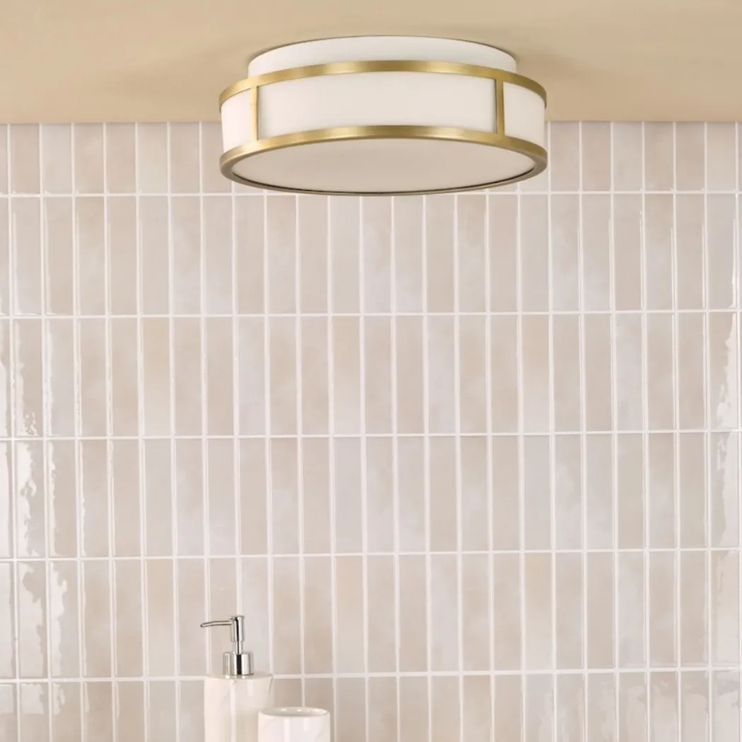 Royce 2-Light Antique Brass IP44 Flush Ceiling Light