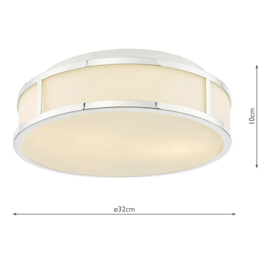 Royce 2-Light Polished Chrome IP44 Flush Ceiling Light
