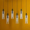 Ruben 6 Light Satin Black and Ribbed Glass Pendant Ceiling Bar