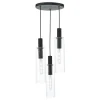 Ruben 3 Light Satin Black and Ribbed Glass Cluster Pendant Ceiling Light