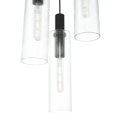 Ruben 3 Light Satin Black and Ribbed Glass Cluster Pendant Ceiling Light