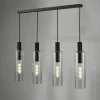 Ruben 4 Light Satin Black and Ribbed Glass Ceiling Pendant Bar
