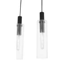 Ruben 4 Light Satin Black and Ribbed Glass Ceiling Pendant Bar