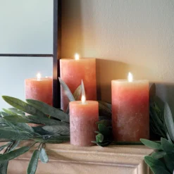 Rustic Pillar Candle Amber 70x140 mm