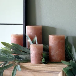 Rustic Pillar Candle Amber 70x140 mm