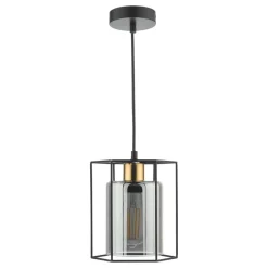 Sabrina 1 Light Black and Smoked Glass Pendant Ceiling Light