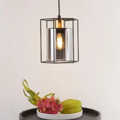 Sabrina 1 Light Black and Smoked Glass Pendant Ceiling Light