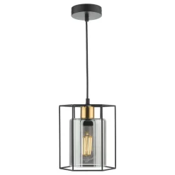 Sabrina 1 Light Black and Smoked Glass Pendant Ceiling Light