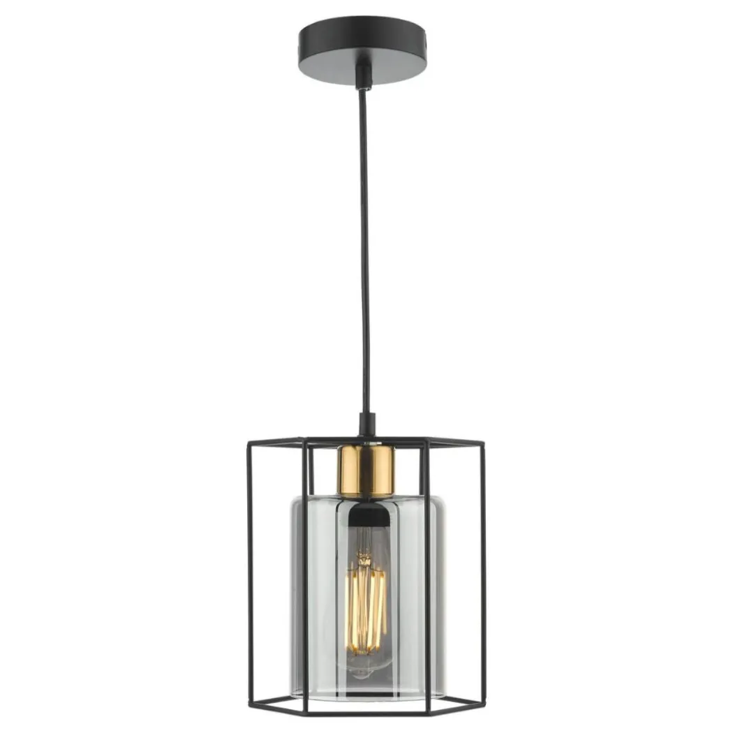 Sabrina 1 Light Black and Smoked Glass Pendant Ceiling Light