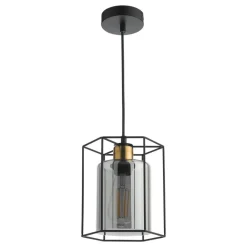 Sabrina 1 Light Black and Smoked Glass Pendant Ceiling Light