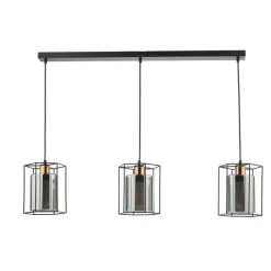 Sabrina 3 Light Black and Smoked Glass Ceiling Pendant Bar
