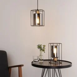 Sabrina Black and Smoked Glass Table Lamp