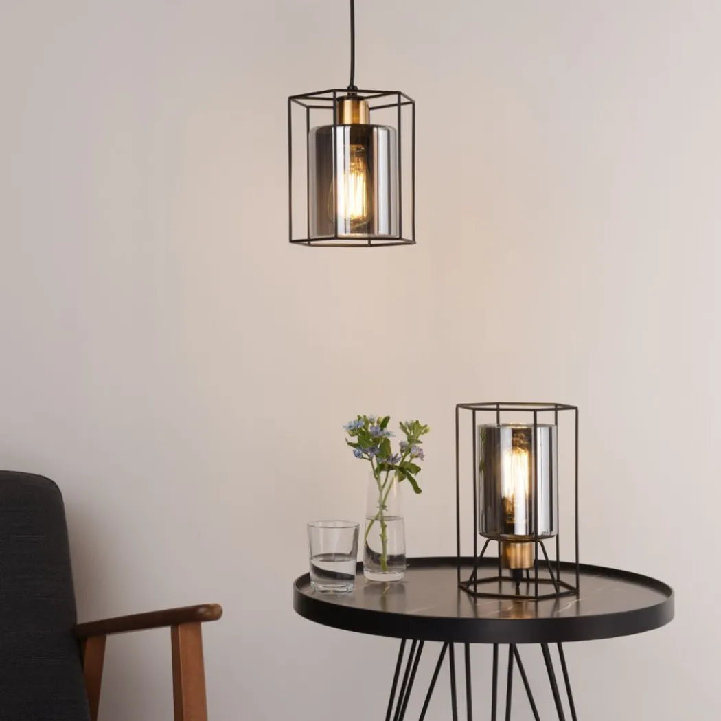 Sabrina Black and Smoked Glass Table Lamp