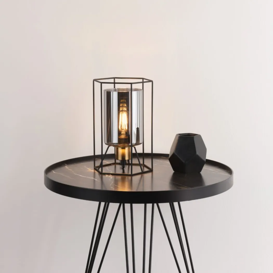 Sabrina Black and Smoked Glass Table Lamp