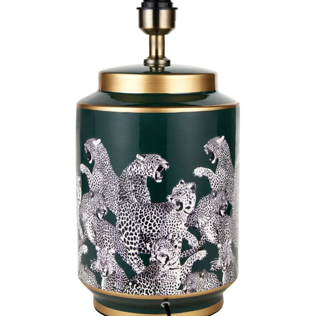 Saskia Green Leopard Table Lamp