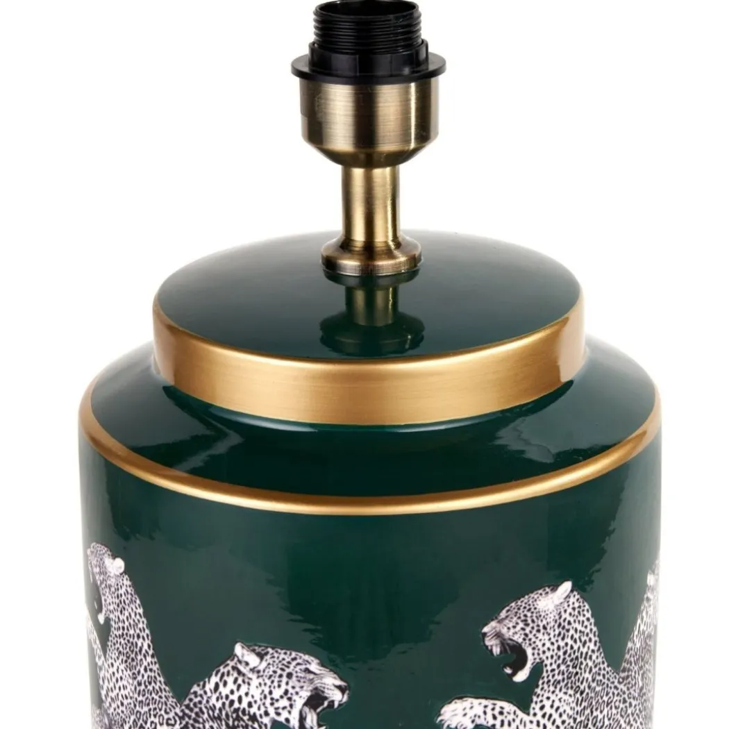 Saskia Green Leopard Table Lamp