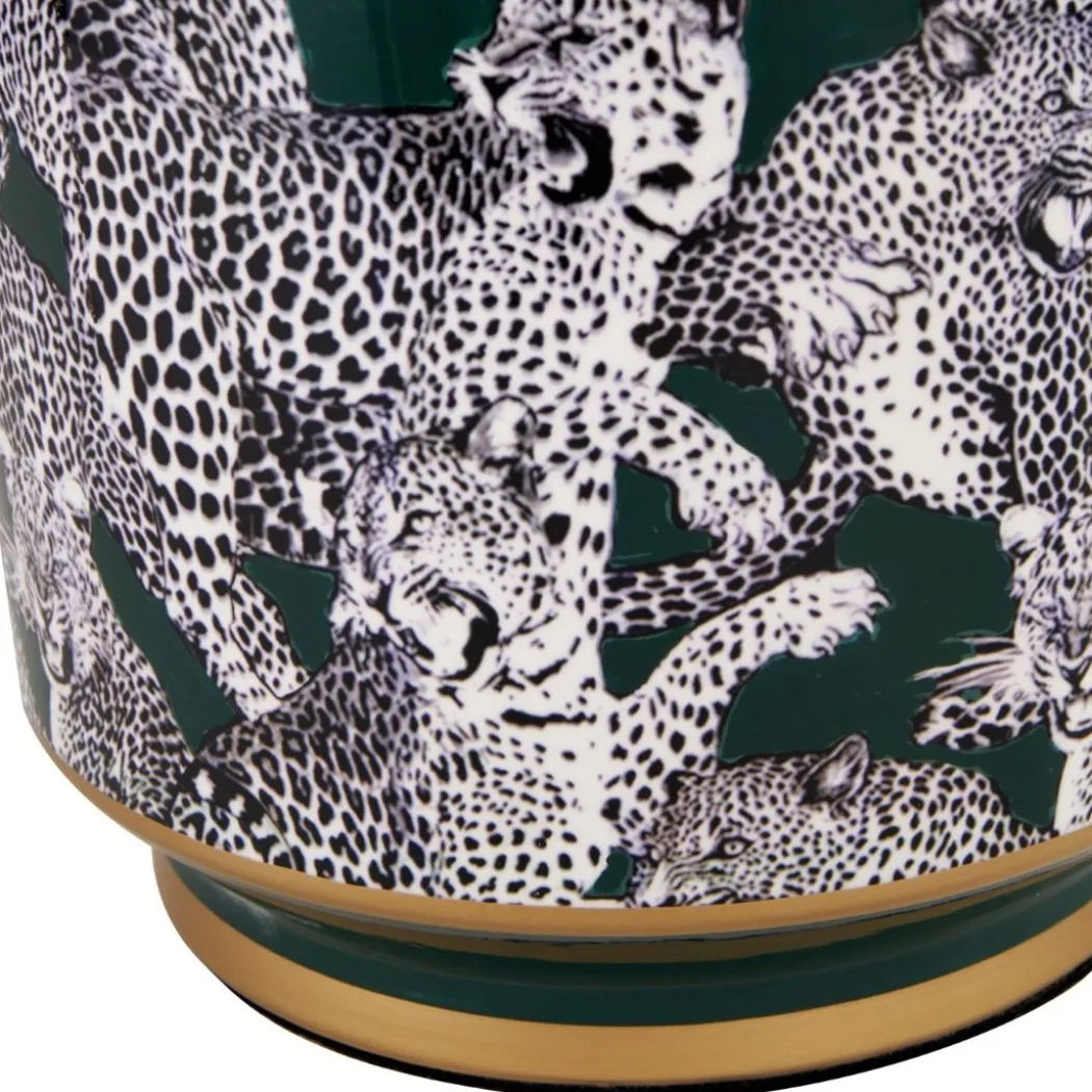 Saskia Green Leopard Table Lamp