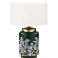 Saskia Green Leopard Table Lamp
