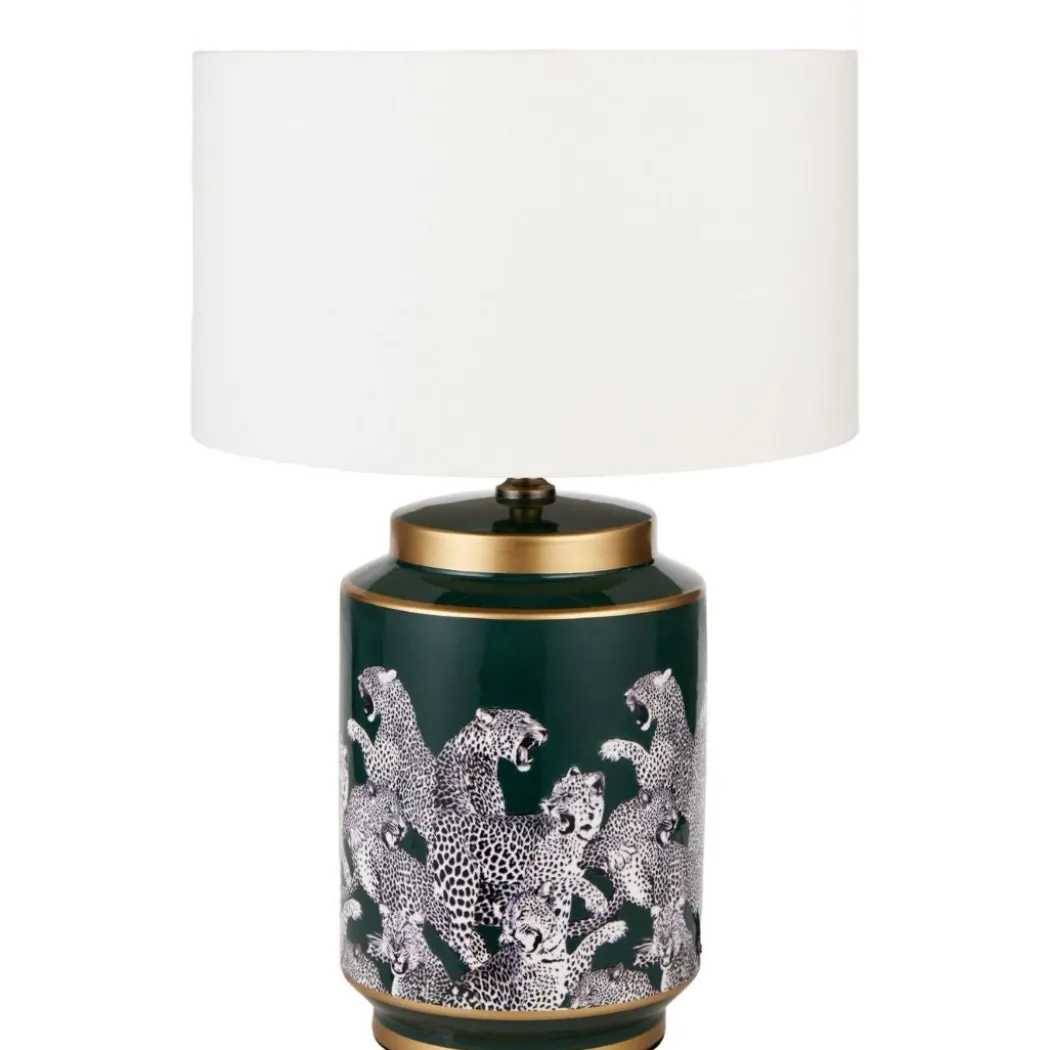 Saskia Green Leopard Table Lamp